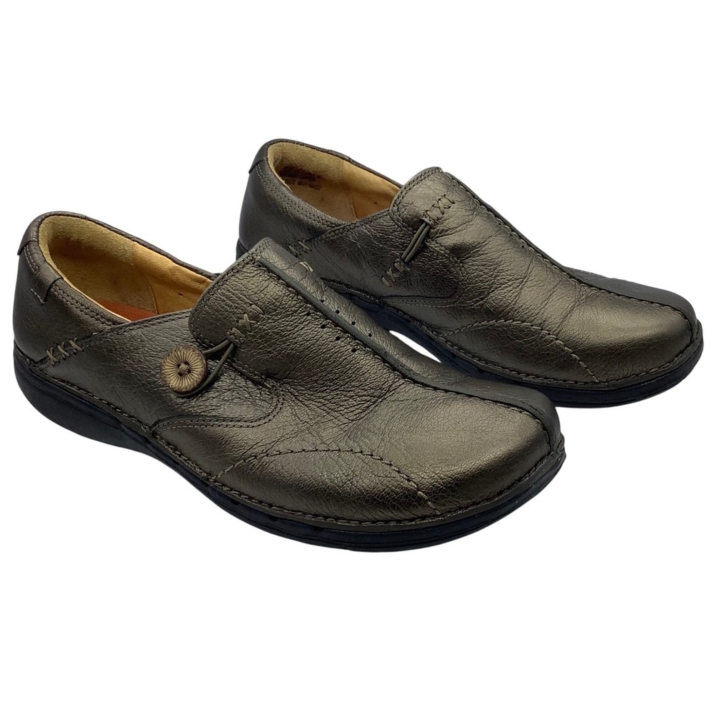 Clarks Unstructured Un.Loop Metallic Bronze Leather Loafers Womens 8.5W 50582